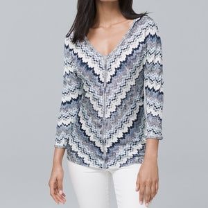 WHBM Dolman V-neck Chevron Sweater